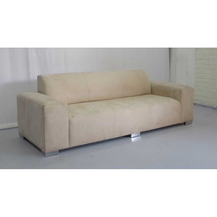 LARGE SUEDE UPHOLSTERED SOFA