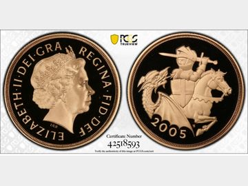 2005 ELIZABETH II 'ONE YEAR TYPE' PROOF GOLD 2 POUND COIN PR70 DCAM TOP POP!