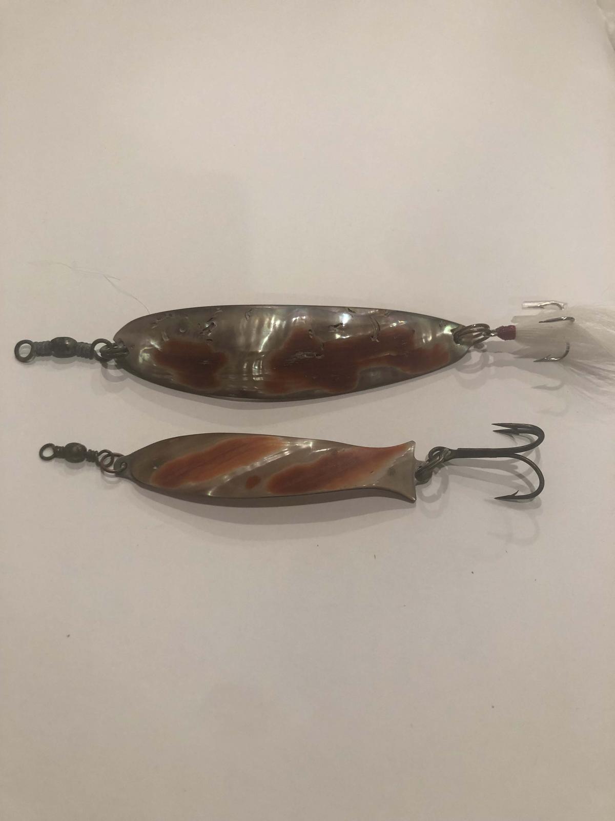 VERY EARLY PAIR OF MOTHER OF PEARL ABALONE BAITS