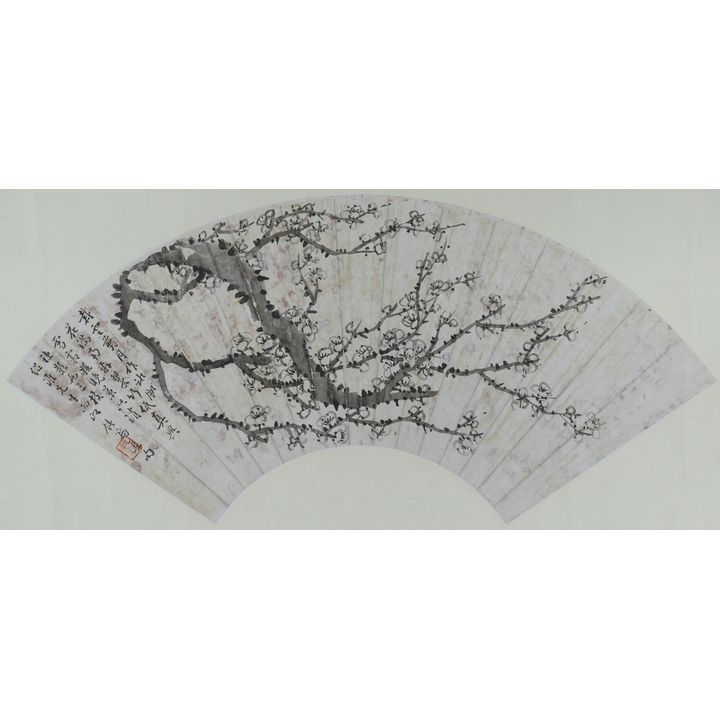 Yuji Feng ''Prunus Branch'' Fan Painting