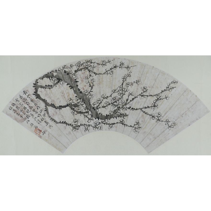 Yuji Feng ''Prunus Branch'' Fan Painting