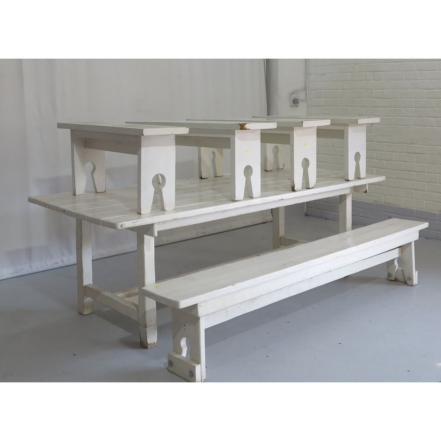 PAINTED PATIO TABLE AND BENCHES
