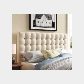 SHE MADE ME NHLALALA LINEN PANELLED SAND QUEEN HEADBOARD