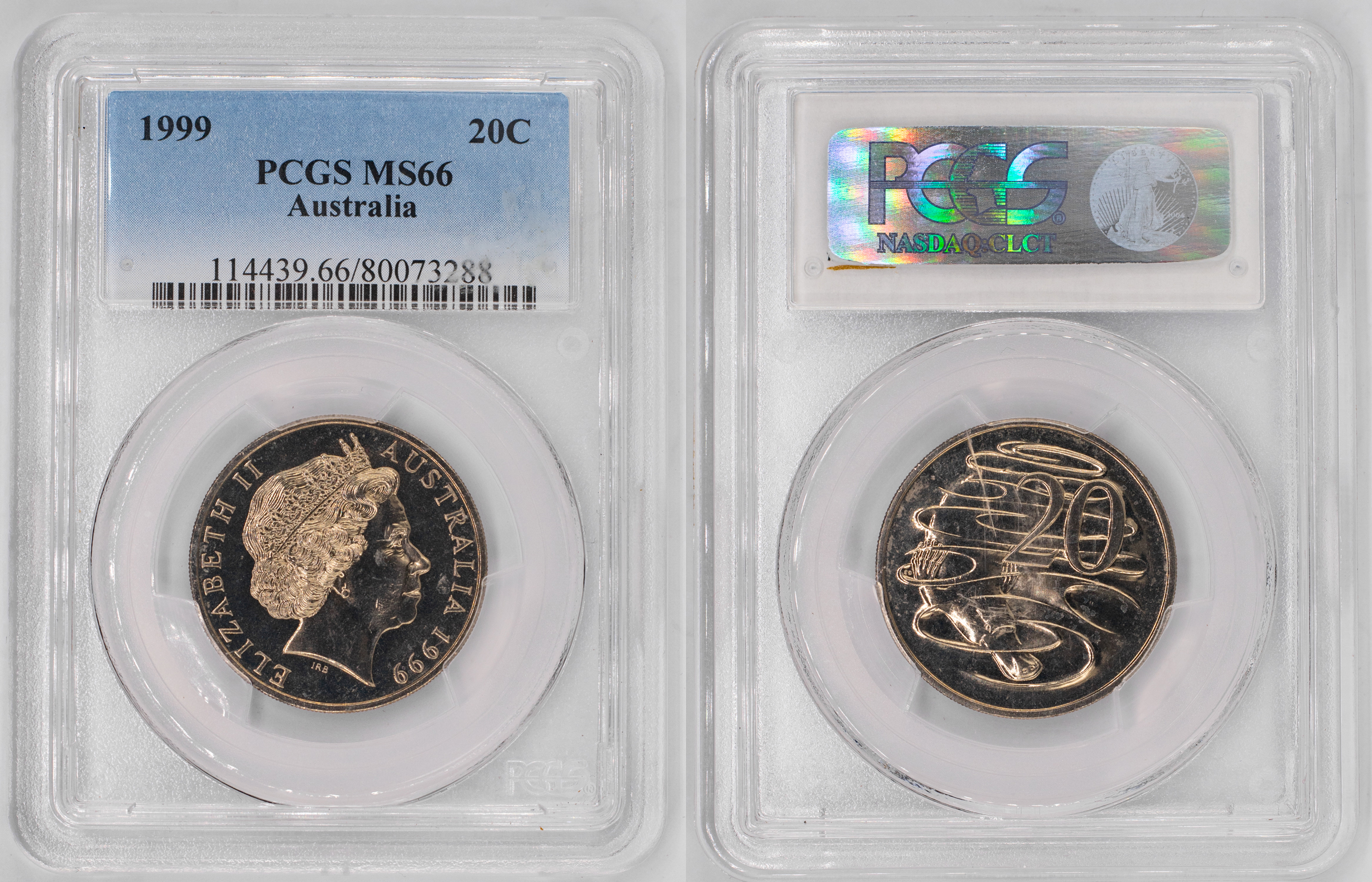 Elizabeth II, Twenty Cent, 1999, PCGS MS66