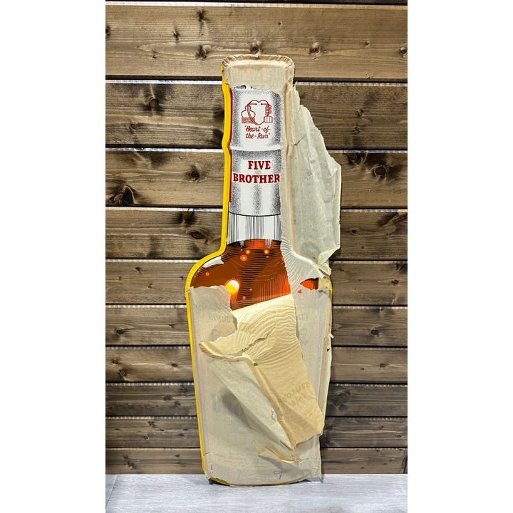 *Charity Item* NOS 1954 Five Brothers Bourbon Whiskey SS Tin Sign w/ Paper