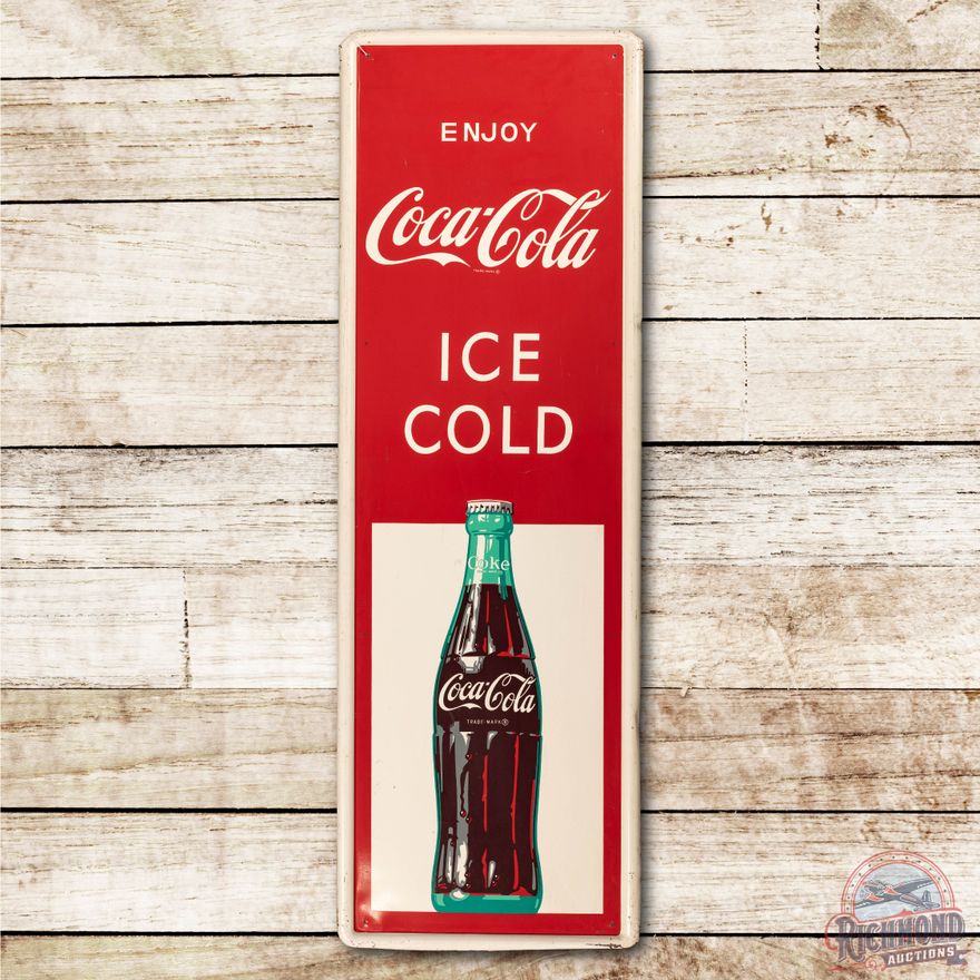 Enjoy Coca Cola Ice Cold w/ Bottle Tin Sign