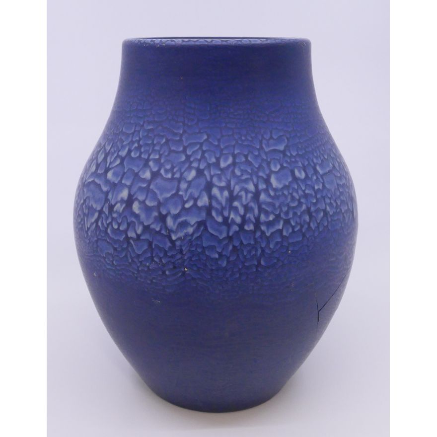 Hampshire Blue Pottery Vase- cracked- 8''
