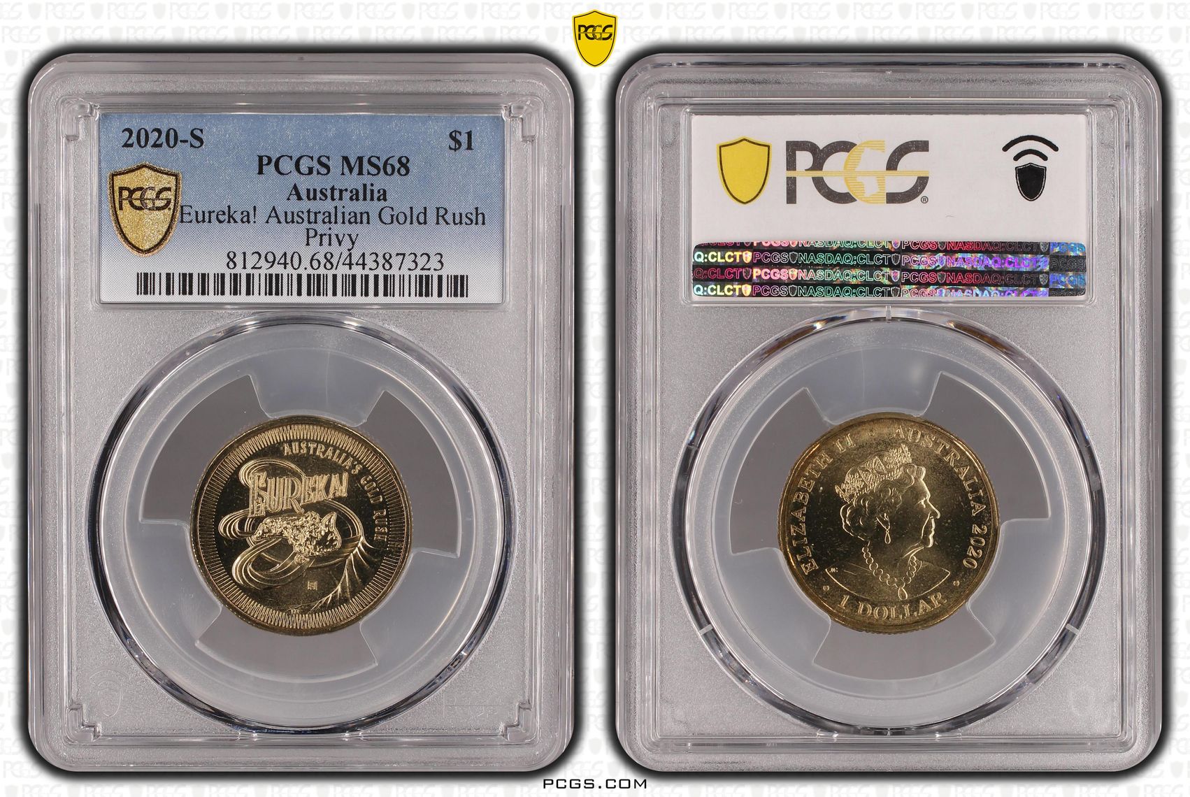 2020-S Australia One Dollar, $1 Eureka! Australian Gold Rush - Privy PCGS - MS68 POP 2/0 -323