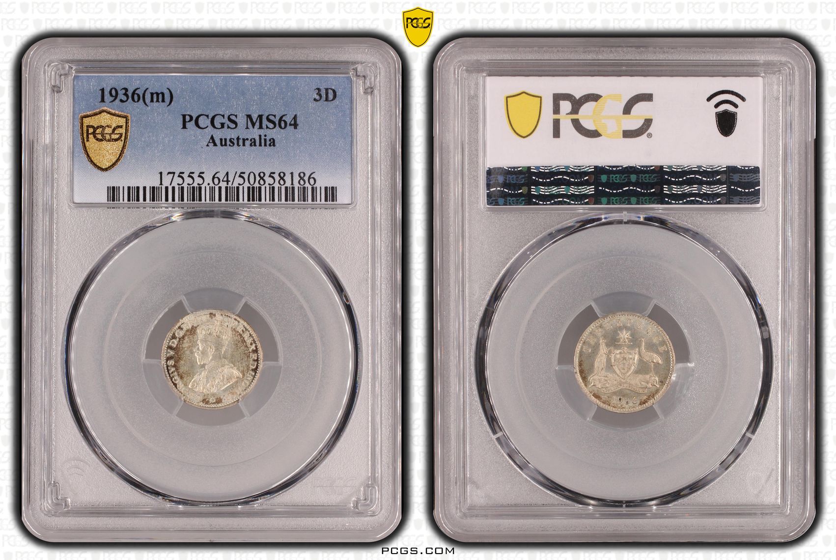 Threepence, 1936(m), PCGS MS64
