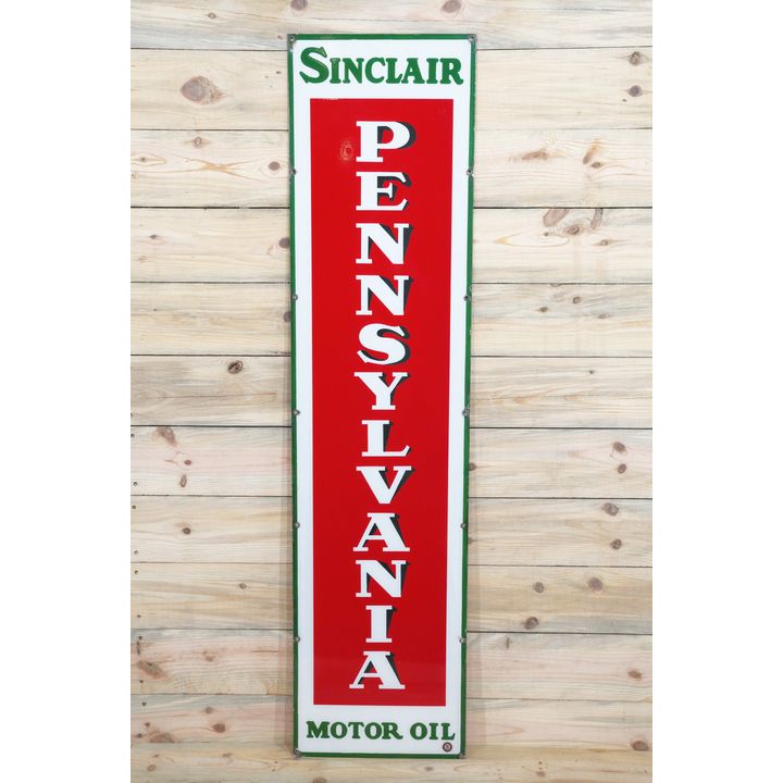 5' Sinclair Pennsylvania Motor Oil Single Sided Porcelain Vertical Sign TAC 9