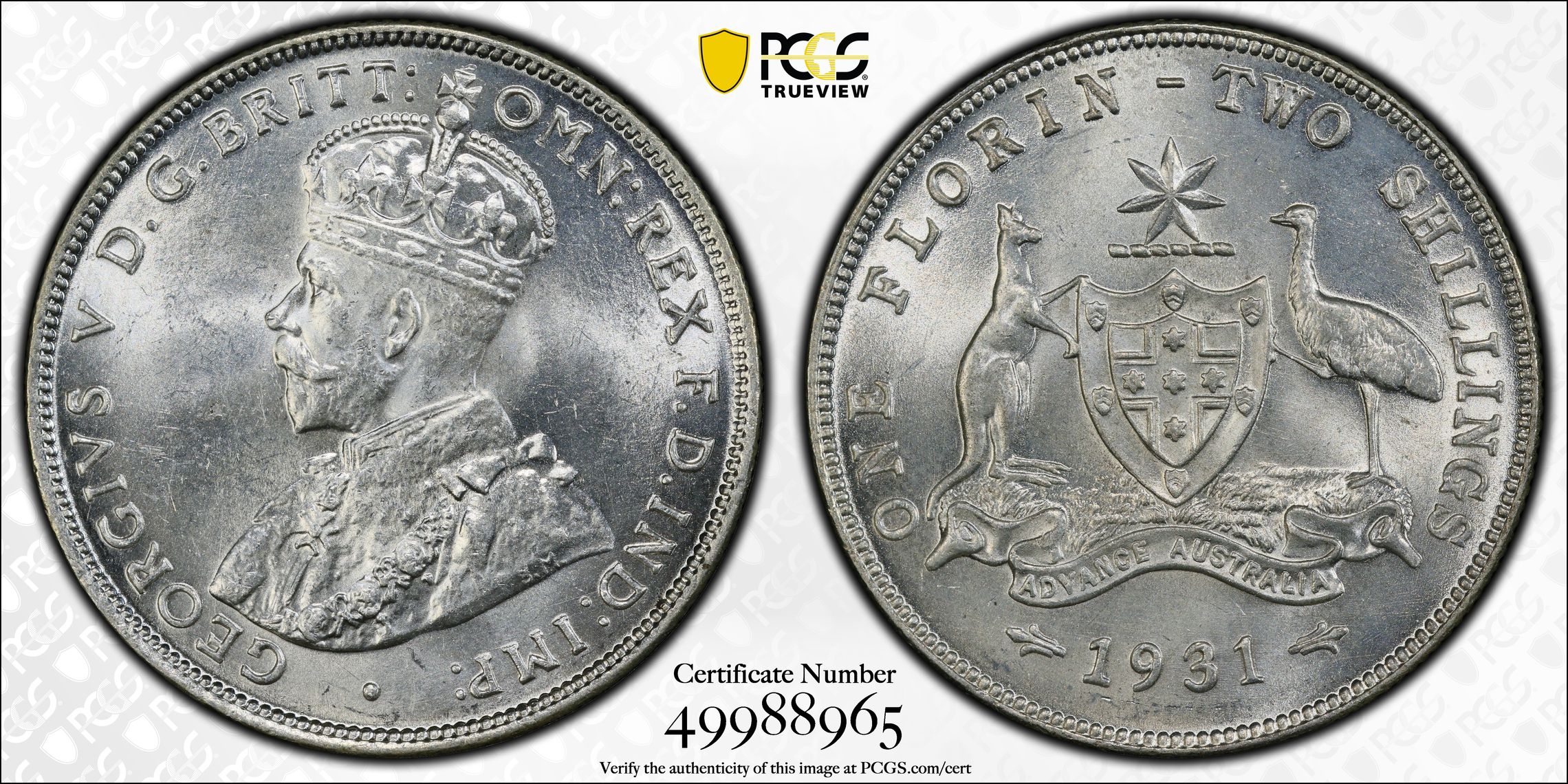 George V, , Florin, 1931(m), PCGS MS64