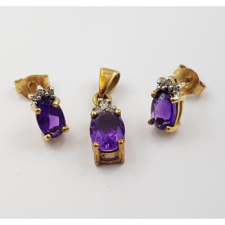 9ct Y/G Amethyst & Diamond Jewellery