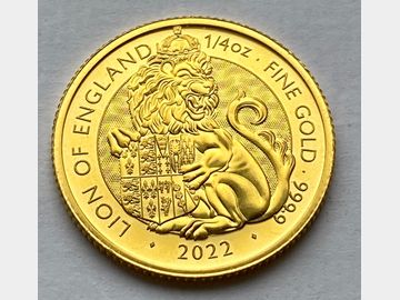 2022 ELIZABETH II 'LION OF ENGLAND' 1/4oz GOLD 25 POUND COIN