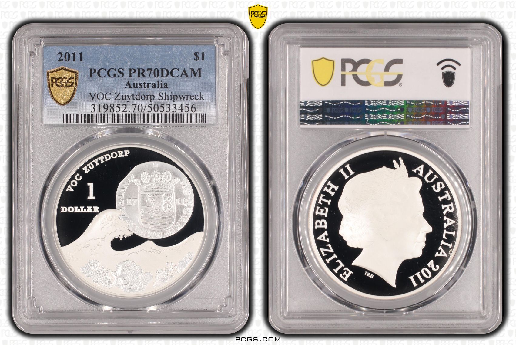 VOC Zuytdorp Shipwreck POP 1/0, One Dollar, 2011, PCGS PR70DCAM