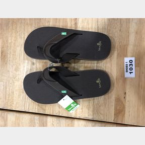 SANUK MEN'S BROWN PRIMO COZY THONG FLIP FLOPS SANDALS LEATHER SHOES SZ 13