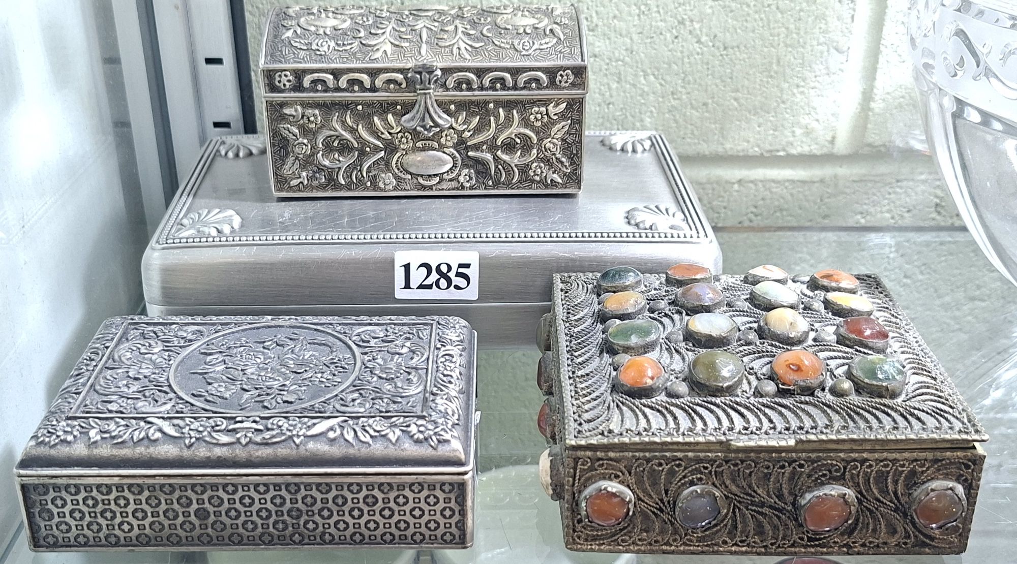1285 · FOUR METAL TRINKET BOXES