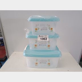 3 PIECE FOOD STORAGE CONTAINERS (BLUE) - PLASTICE FOOD STORAGE CONTAINERS / AIRTIGHT