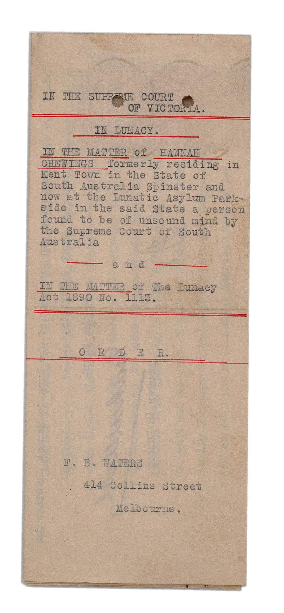 Supreme Court Document, 1910,