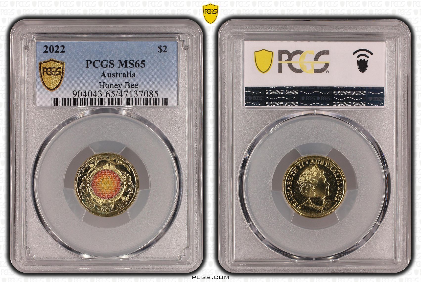 Elizabeth II, Honey Bee Colorized, Two Dollar, 2022, PCGS MS65