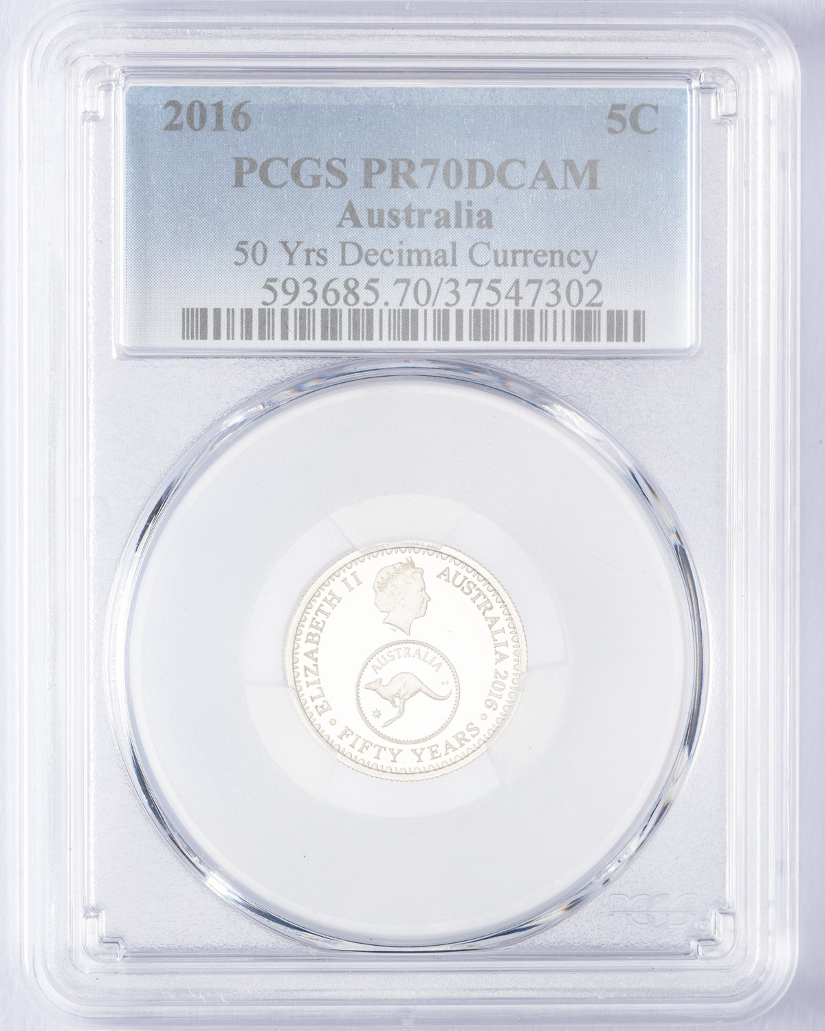 Elizabeth II, 50 Yrs Decimal Currency, Five Cent, 2016, PCGS PR70DCAM