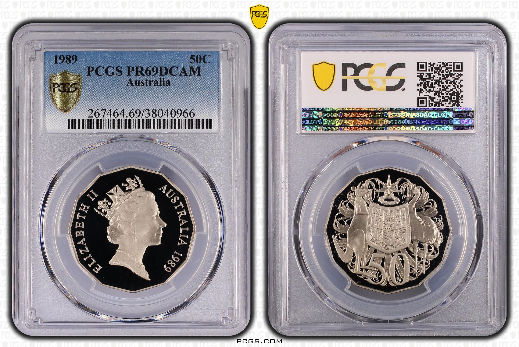 267 · 1989 Australia Fifty Cent, 50c PCGS - PR69DCAM -966