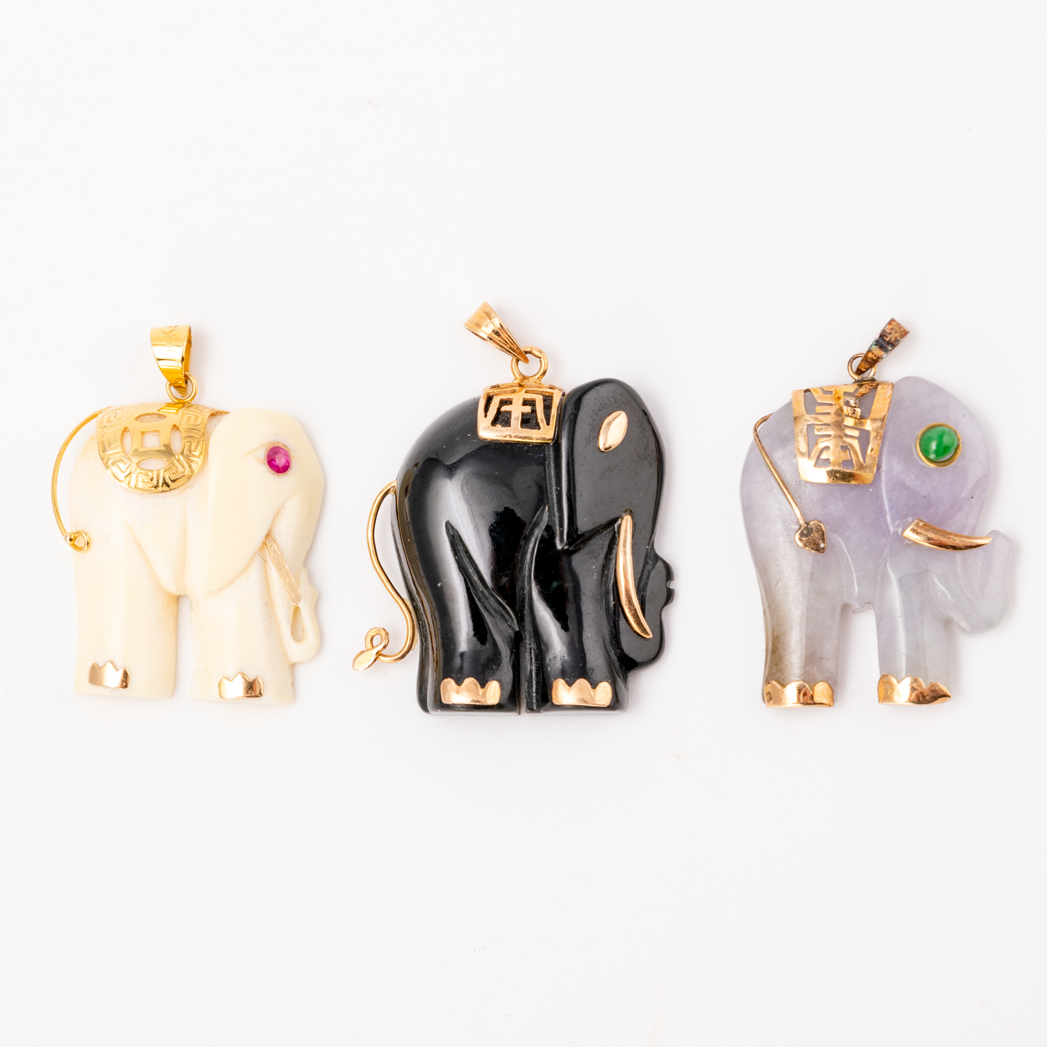 Three 14ct Gold Elephant Pendants