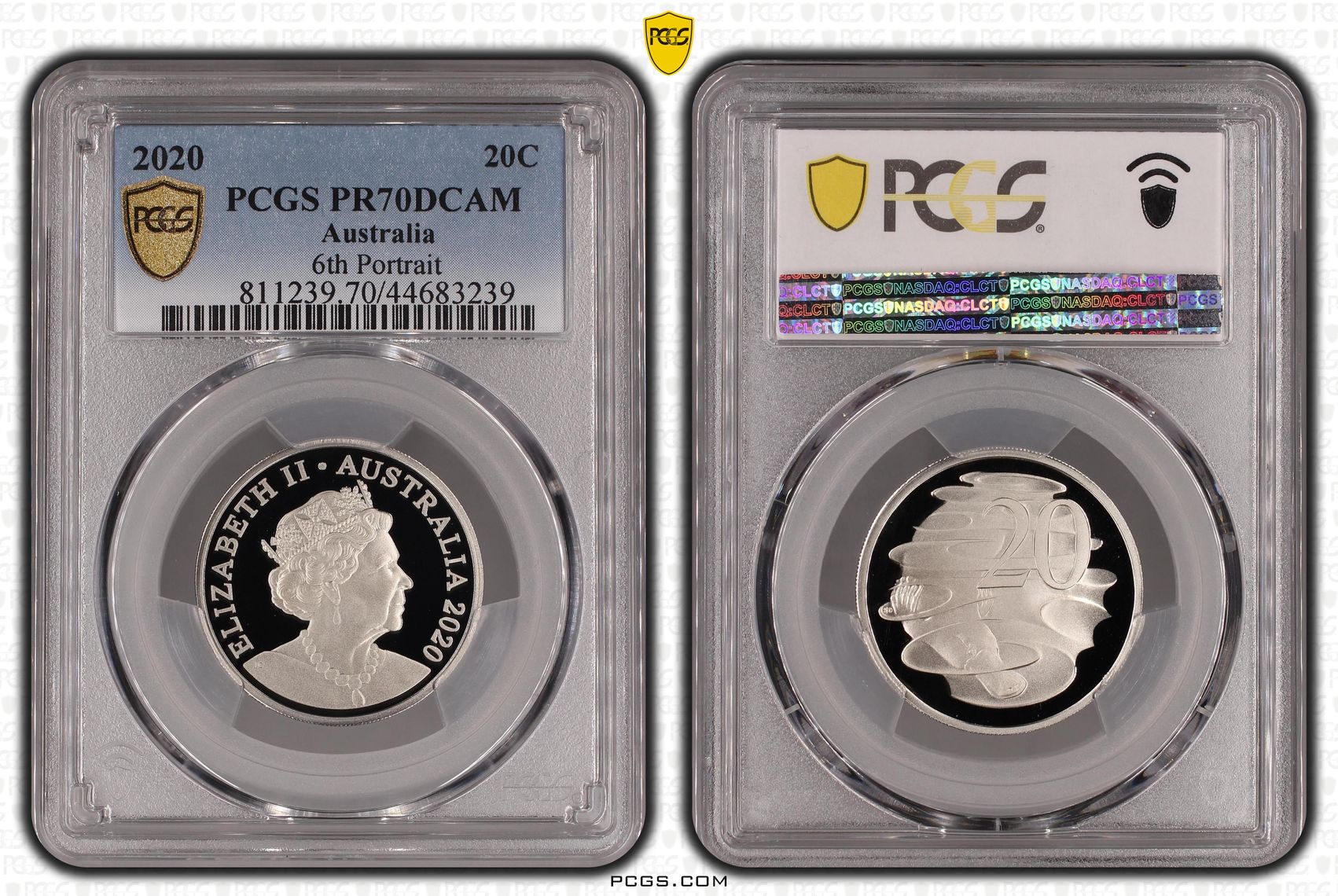 Elizabeth II, 6th Portrait, Twenty Cent, 2020, PCGS PR 70DCAM