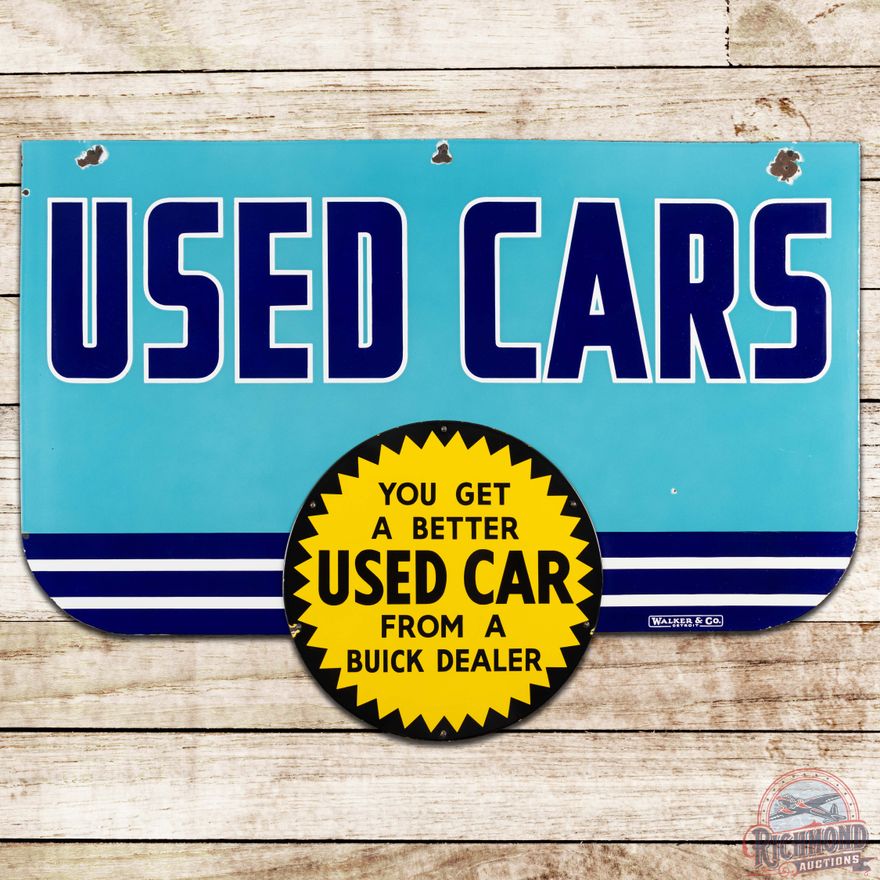 Rare Buick Used Cars 3-Piece Die Cut DS Porcelain Sign