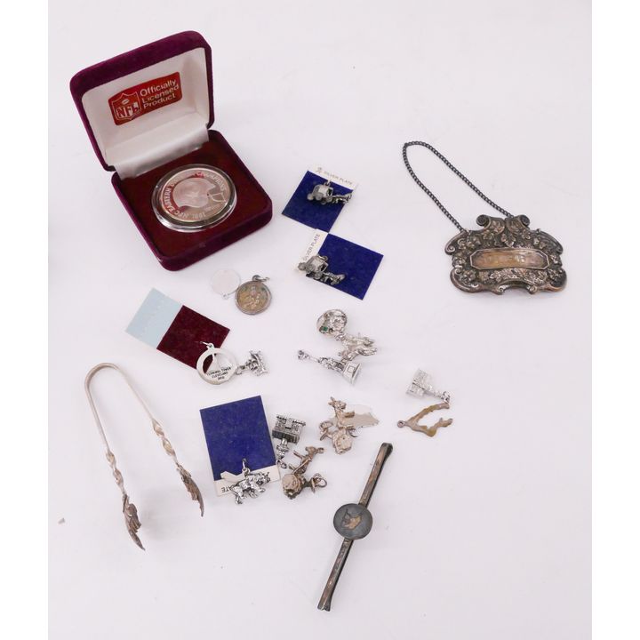 Box Charms and Washington Redskins .999 Fine Silver Football Medal Etc