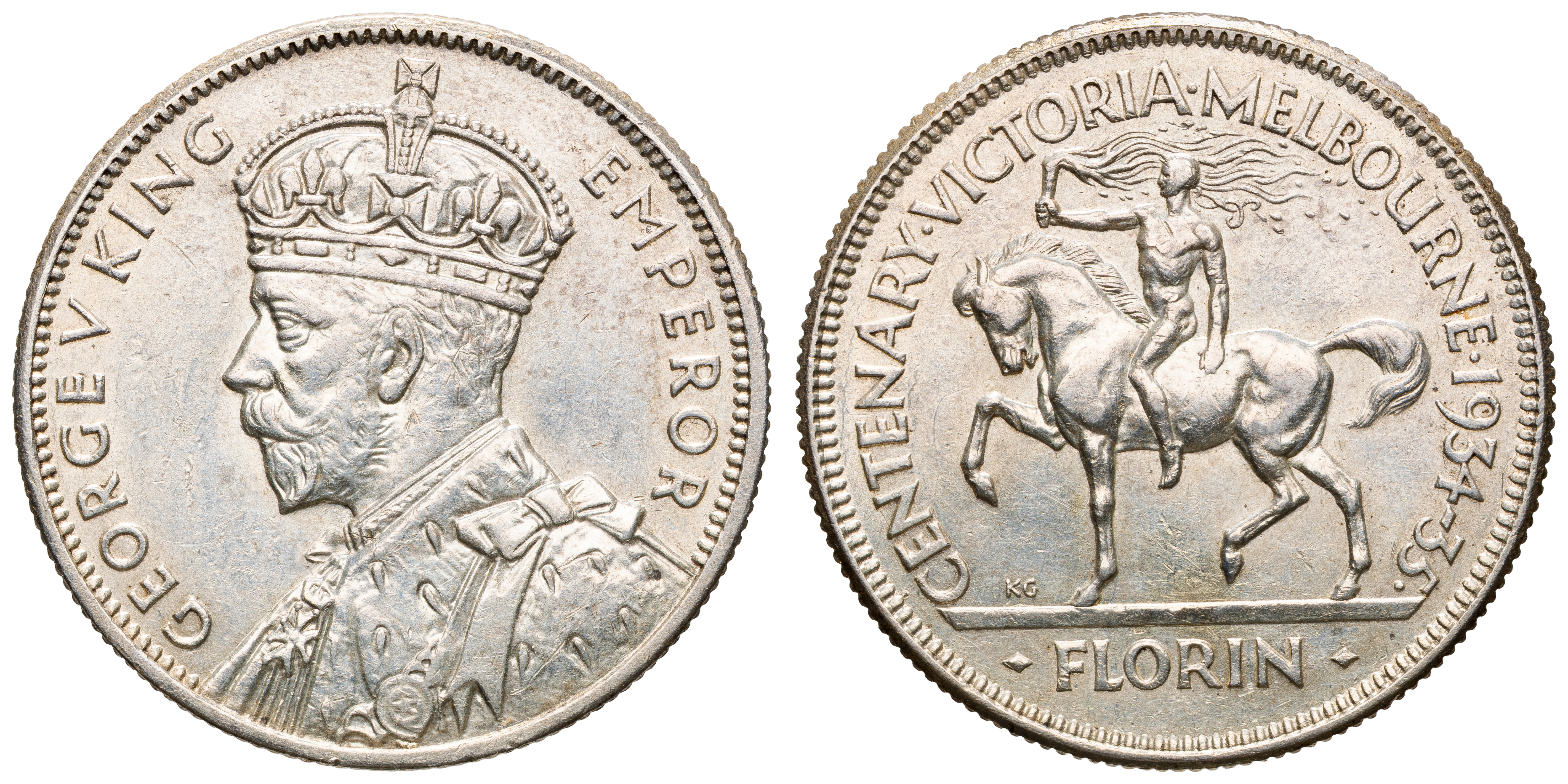 George V, Florin, 1934-35, EF