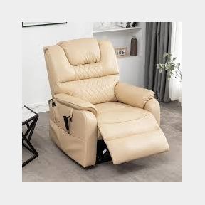 Kinwell Electric Power Recliner Cream White PU Leather 120 Seater Recliner Sofa |