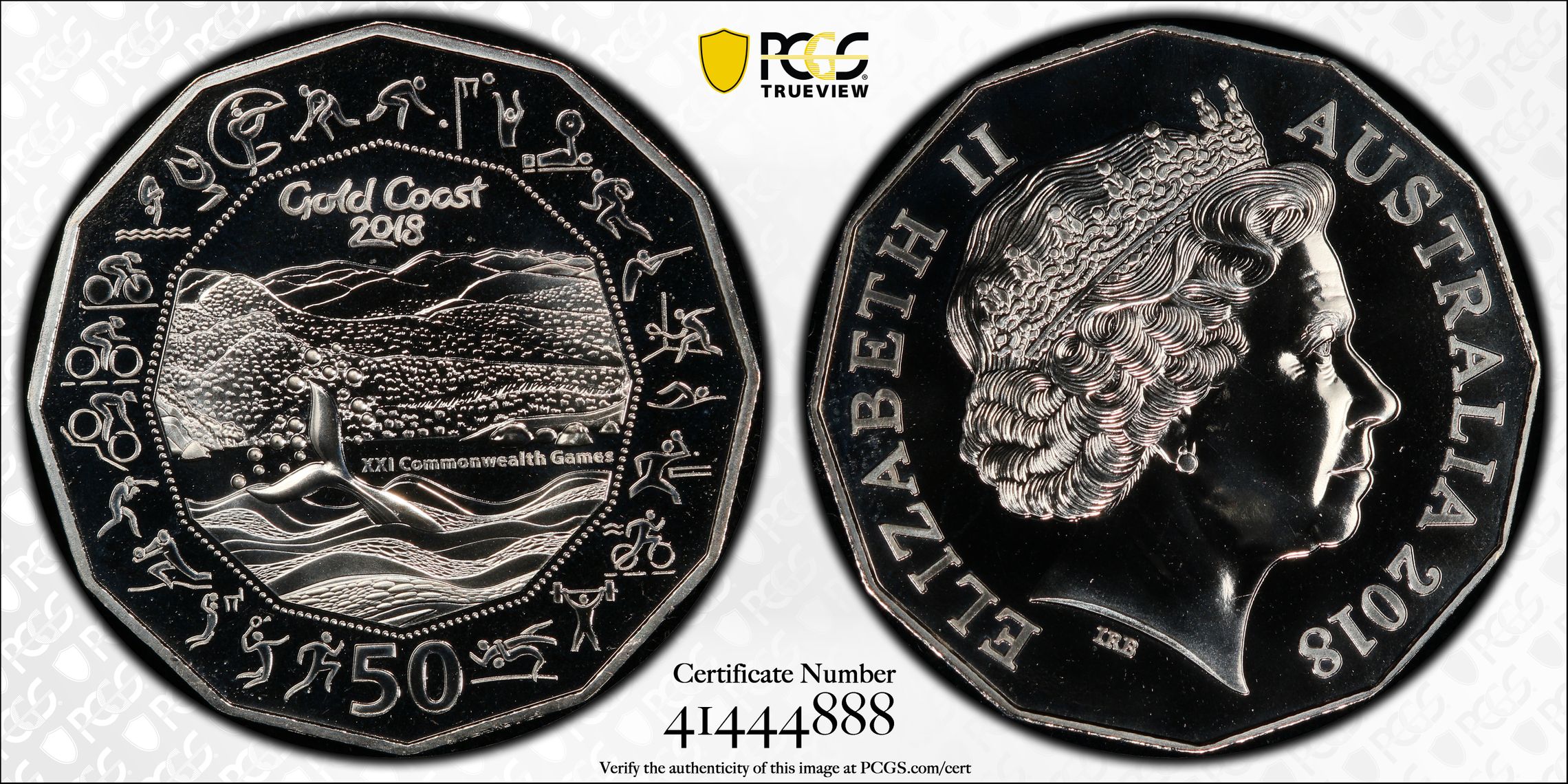 Gold Coast XXI Commonwealth Games, Fifty Cent, 2018, PCGS MS68