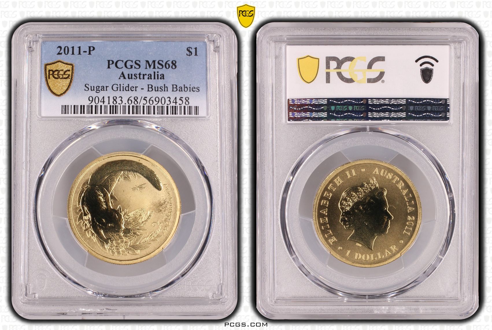 Sugar Glider - Bush Babies, One Dollar, 2011-P, PCGS MS68