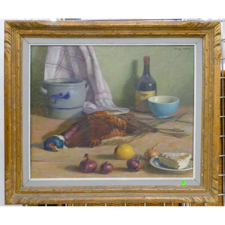 Michel Morsa (1899-1981 American) ''Pheasant Still Life'' 1962 Oil
