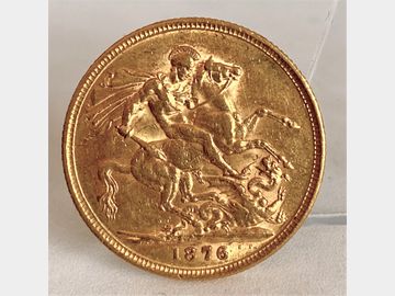 1876 VICTORIA YOUNG HEAD MELBOURNE GEORGE & DRAGON GOLD SOVEREIGN