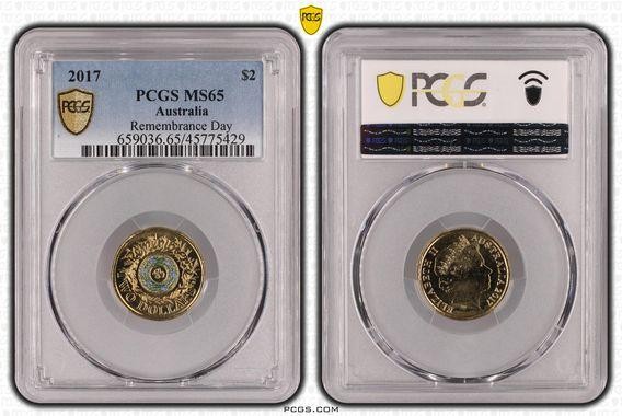 Remembrance Day, Two Dollar, 2017, PCGS MS65