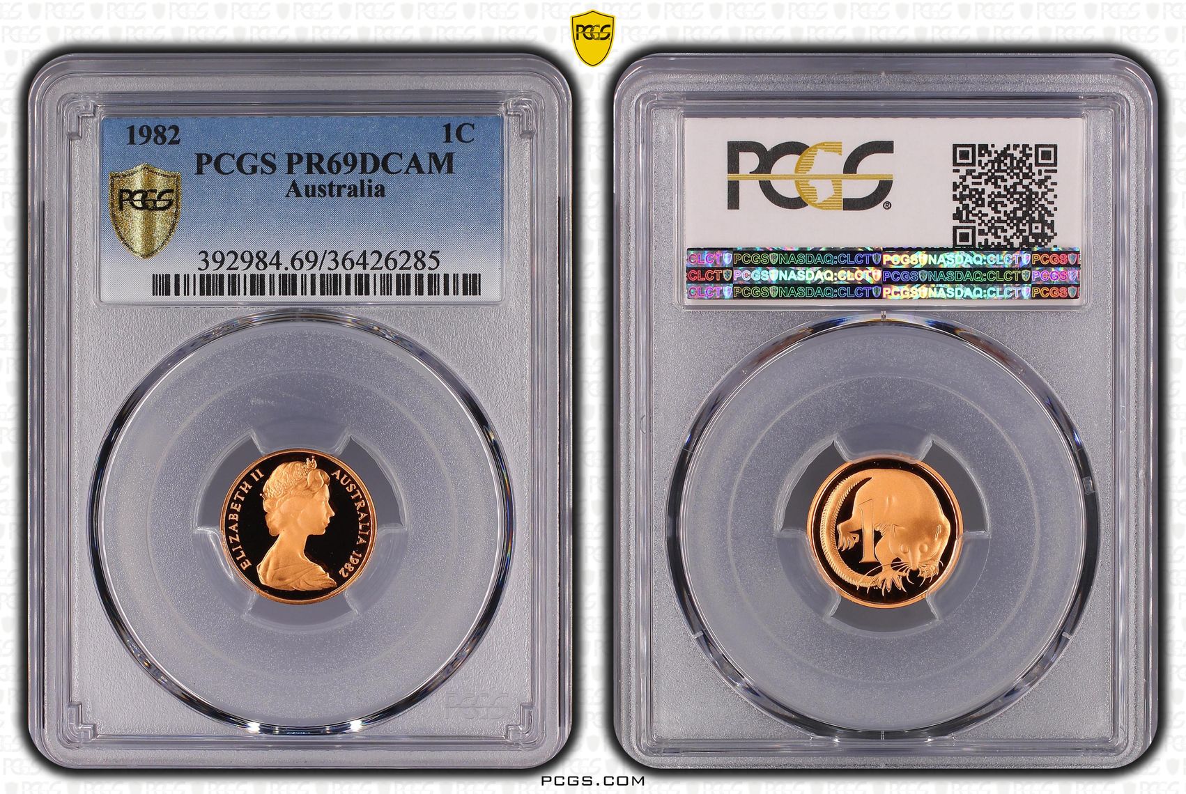Elizabeth II, One Cent, 1982, PCGS PR69DCAM
