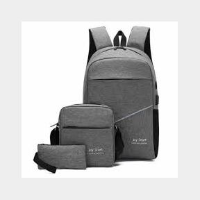 3 Pieces Joy Backpack Shoulder Bag and Pencil Case - Grey - Bar 9902024429533-51748/2280