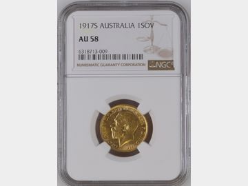 1917 GEORGE V SYDNEY MINT GOLD SOVEREIGN AU58