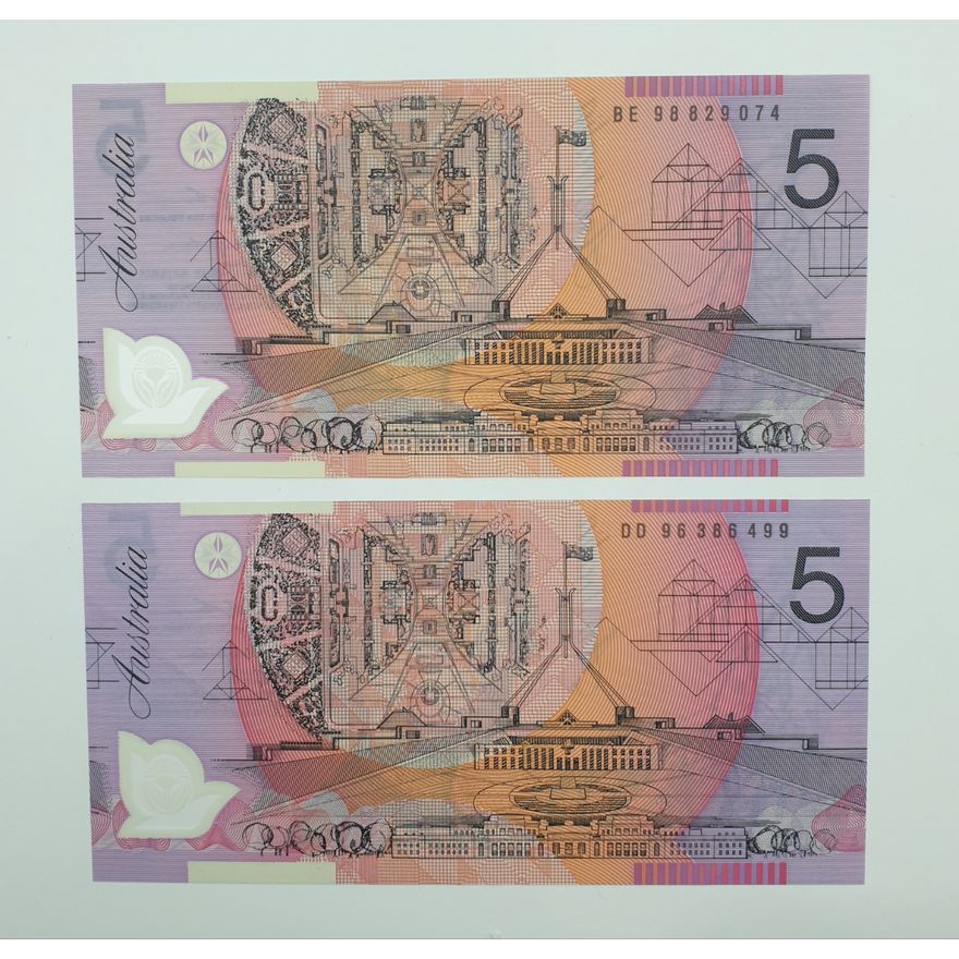 Aus. M/E $5 Notes (x2)