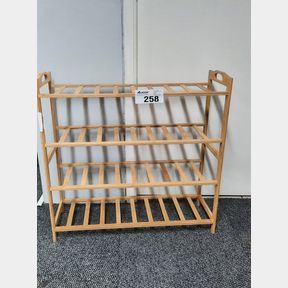 FPP BAMBOO WOOD SHOE RACK WITH 4 TIER 12 PAIRS SHOE SHELF STORAGE ORGANIZER