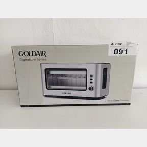 GOLDAIR 2 SLICE STAINLESS STEEL TOASTER WITH GLASS WINDOW - GTT-2000