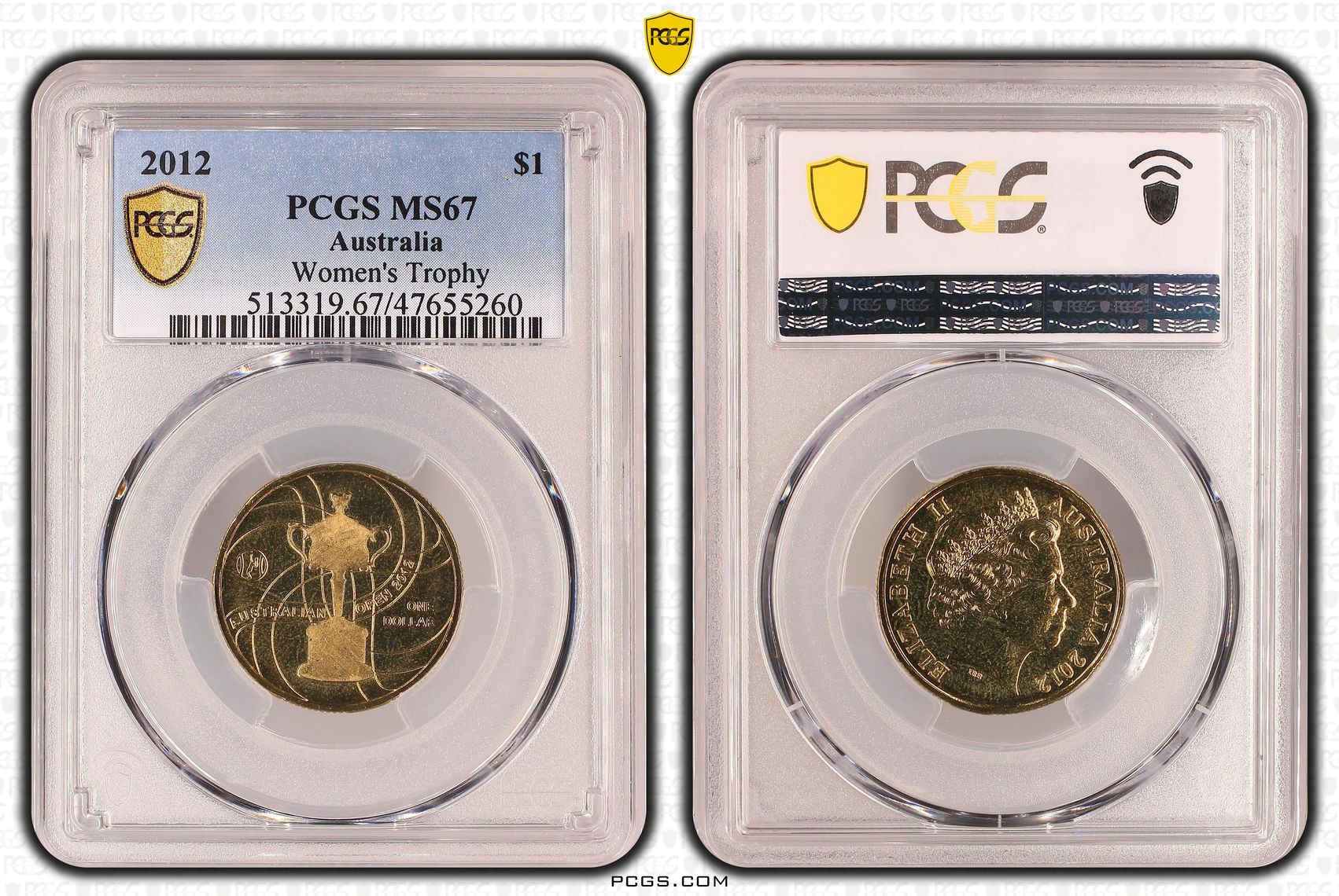 Elizabeth II, Women's Trophy, One Dollar, 2012, PCGS MS68