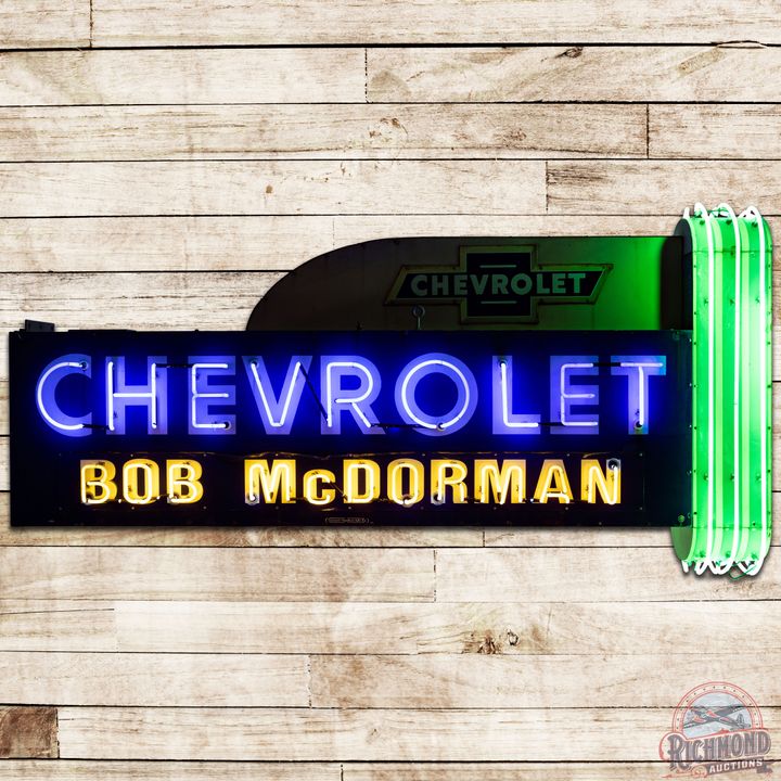 Incredible 10' Bob McDorman Chevrolet Multi-Piece DS Porcelain Neon Sign
