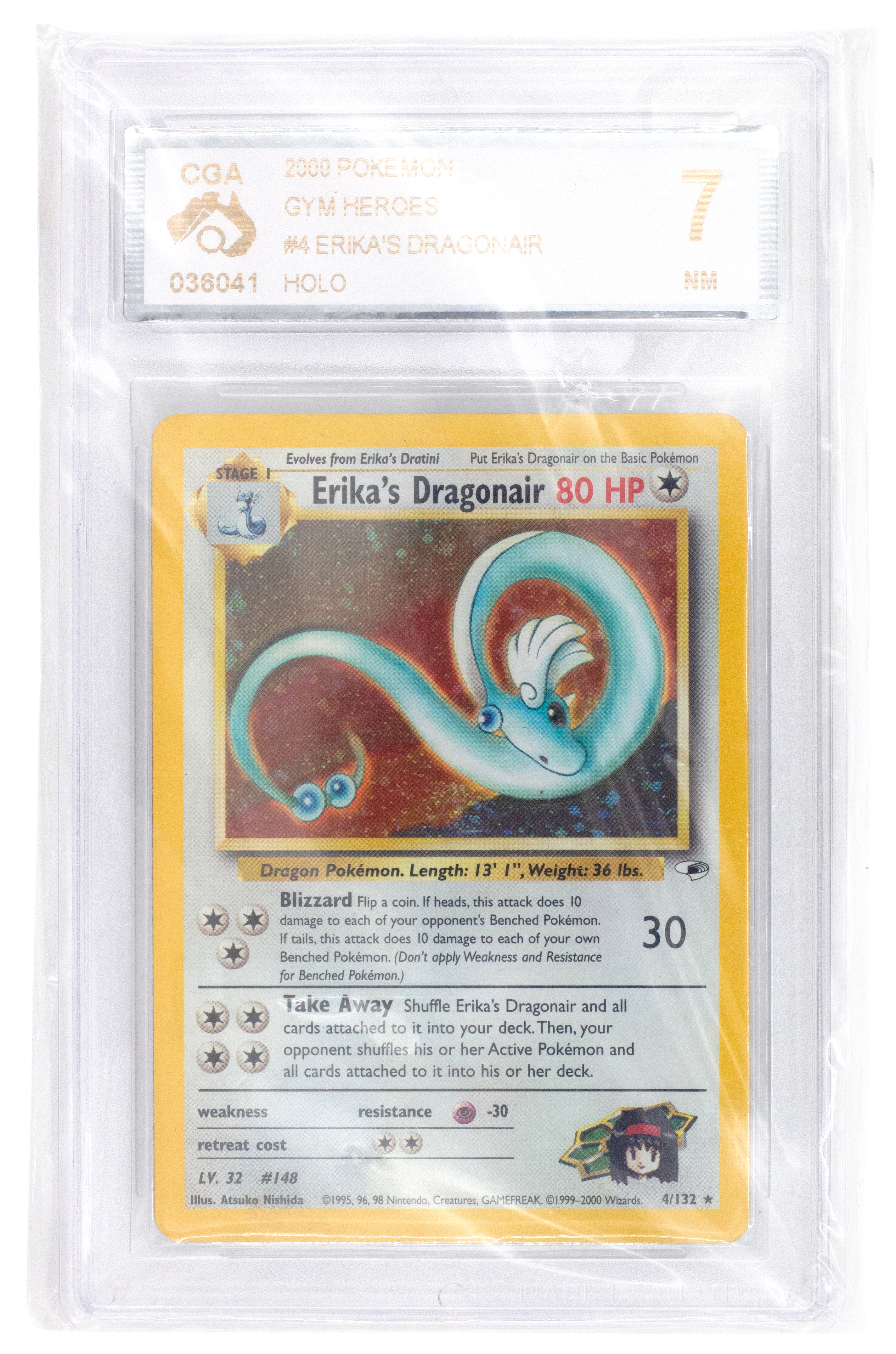 381 · Pokemon, Erika's Dragonair, 2000, CGA 7, Near Mint