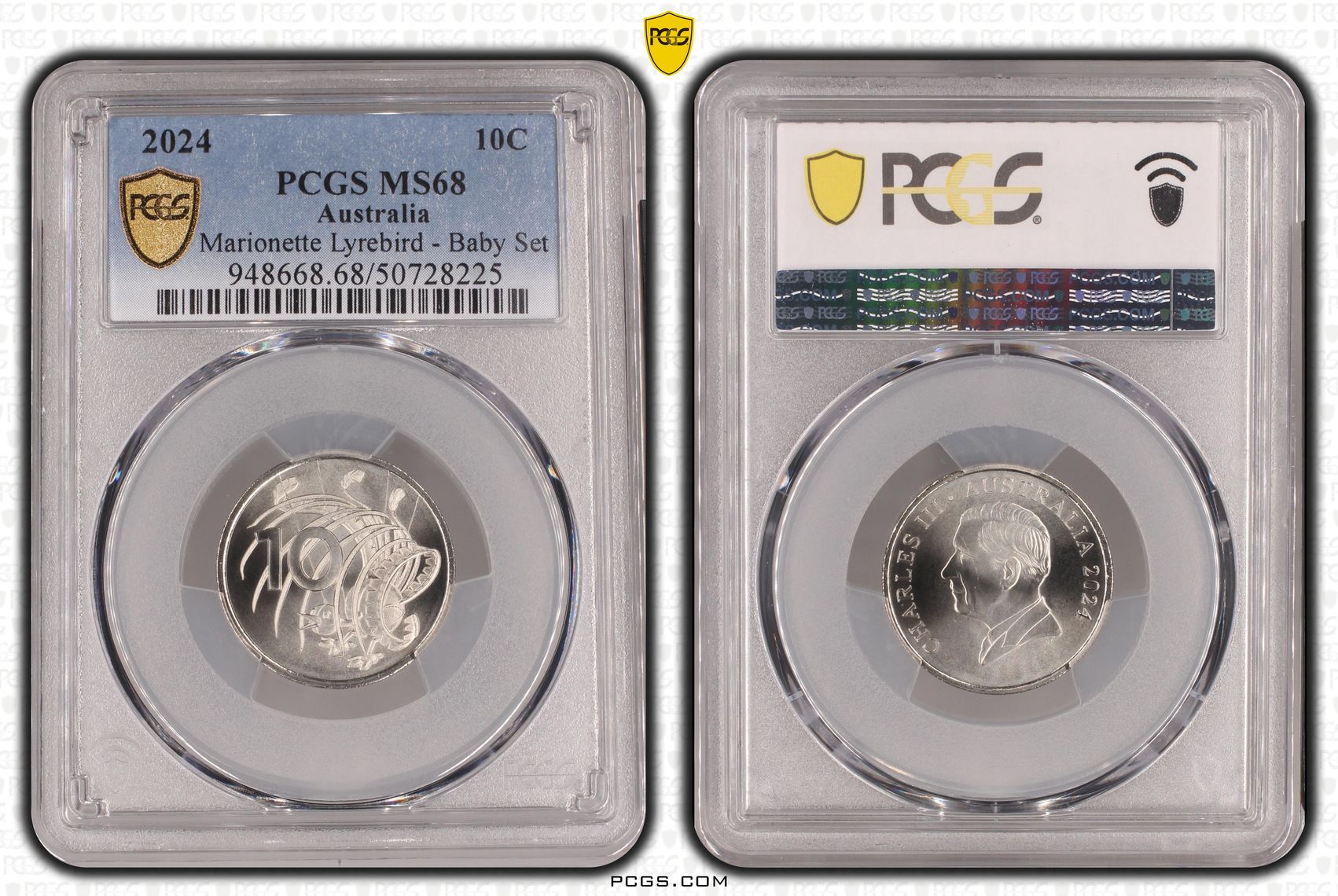 Marionette Lyrebird - Baby Set POP 7/0, Ten Cent, 2024, PCGS MS68