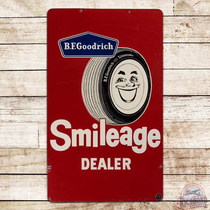 BF Goodrich Smileage Dealer Single Sided Tin Sign w/ Logo