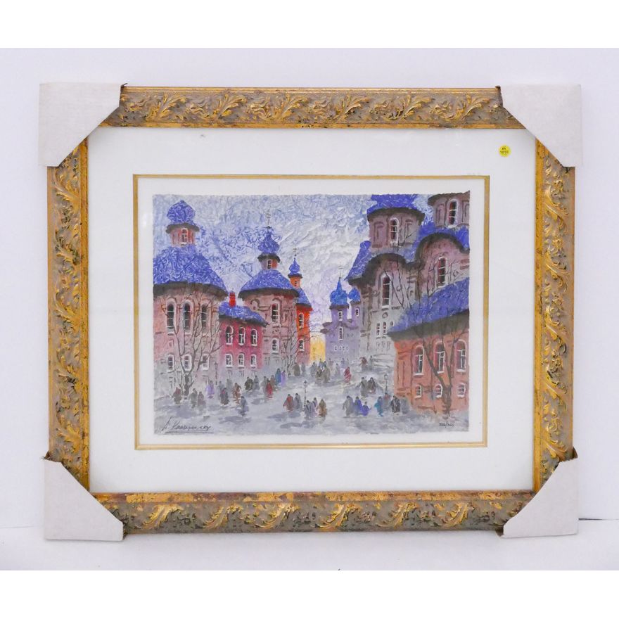 Anatole Krasnyansky 'Russia Evening Bell is Ringing' S/N Serigraph in Gallery Frame- 29x33''