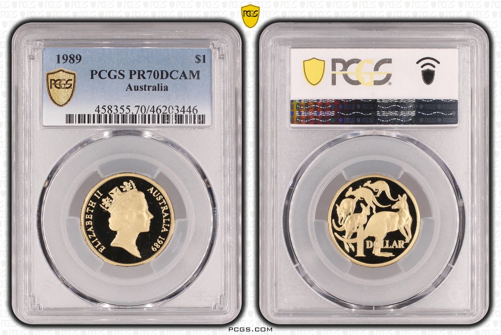 Top pop, One Dollar, 1989, PCGS PR70DCAM