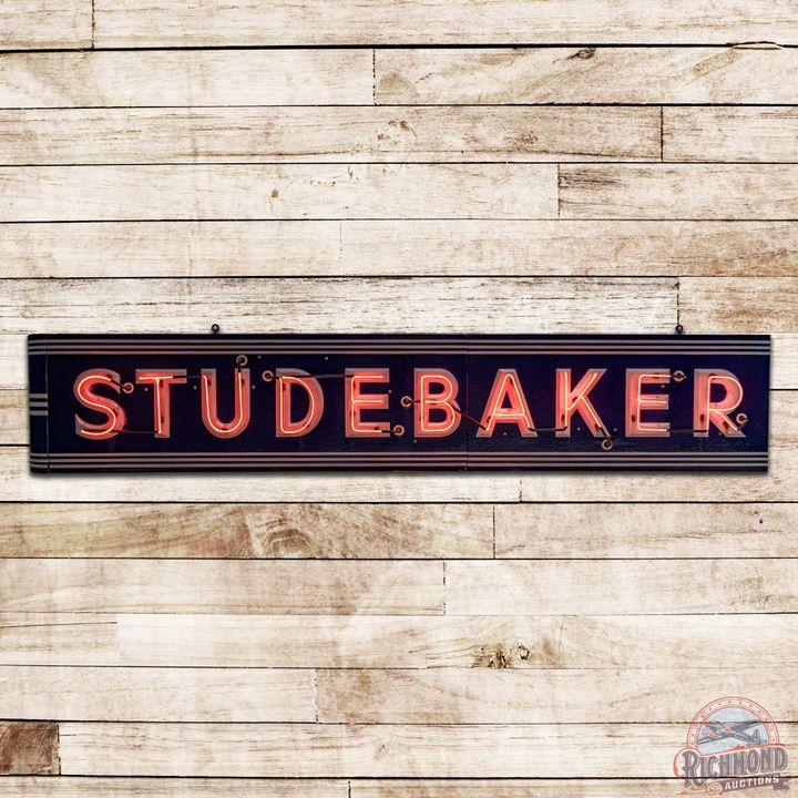 Outstanding Studebaker Automobiles 11' Horizontal Embossed Double Sided Porcelain Neon Sign